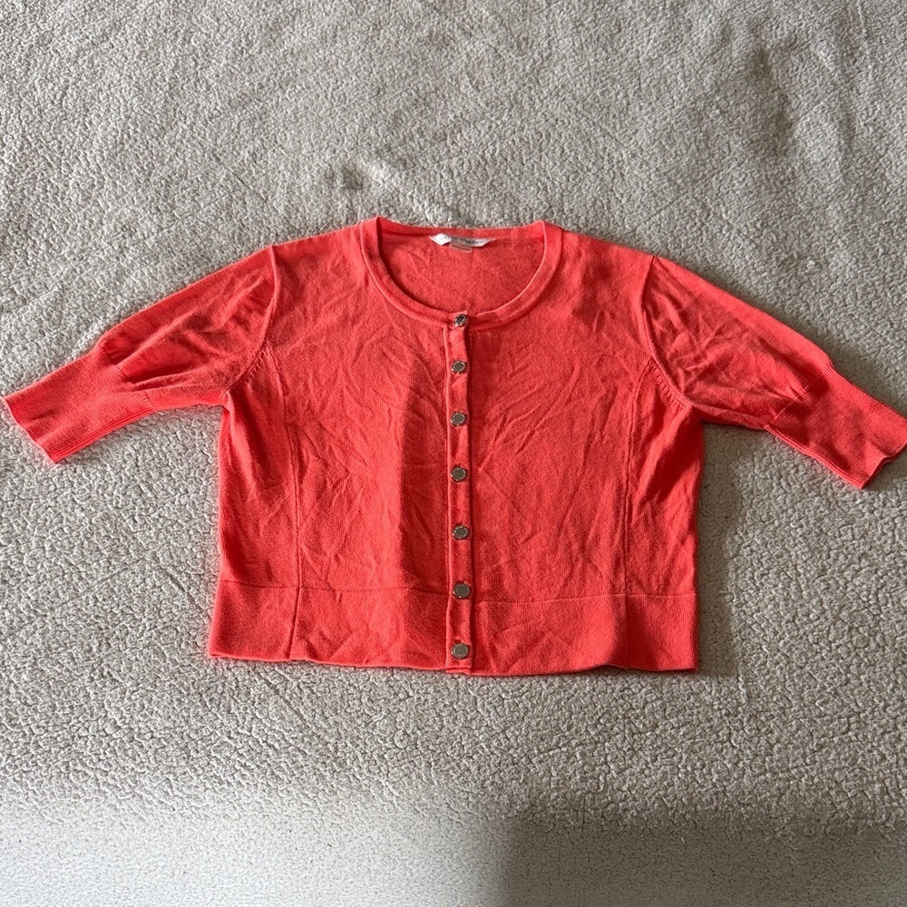 Peter Nygard Coral Cotton Blend Women's Cardigan Large